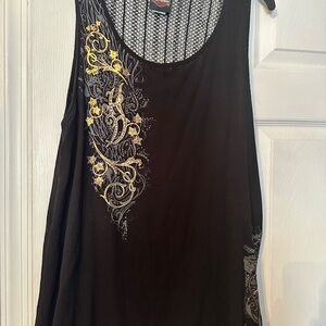 Harley Davidson Black Tank Top with Gold and Silver bling Design